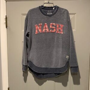 NASH COLLECTION GINGHAM PLAID SWEATSHIRT GRAY WOMENS SMALL